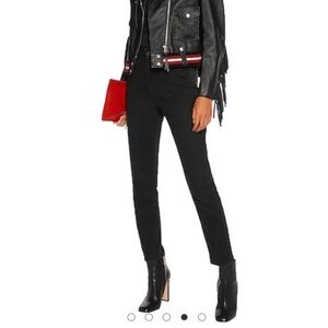 Coach Black Leather Jacket with Fringe and Ribbed Hem